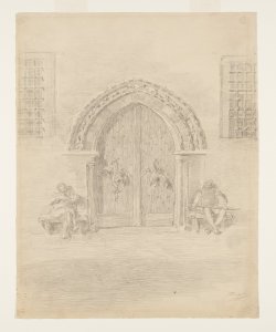 Illustrazione per i Promessi Sposi. La porta del palazzotto di don Rodrigo Previati, Gaetano