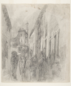 Illustrazione per i Promessi Sposi. (...) uomini che passavano curvi sotto Previati, Gaetano