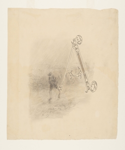 Illustrazione per i Promessi Sposi. Lettera A - Renzo sotto la pioggia Previati, Gaetano