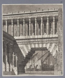 Atrio della reggia di Alessandria d'Egitto con, in lontananza, la flotta d Landriani, Paolo