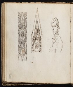 Testa di giovine uomo e particolari decorativi Macinata, Giuseppe