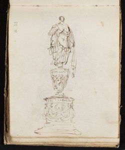 Ricca base sormontata da una figuretta femminile Macinata, Giuseppe