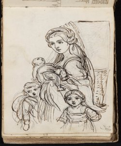 Giovane donna con tre bimbi Macinata, Giuseppe
