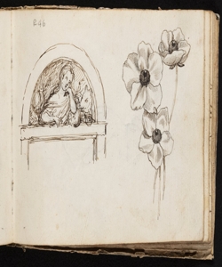 Schizzo di una composizione allegorica e studio di fiori Macinata, Giuseppe
