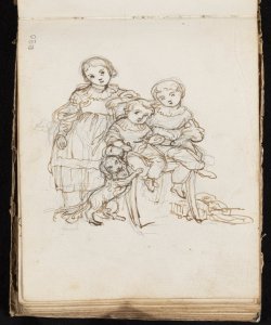 Gruppo di fanciulli e un cane Macinata, Giuseppe