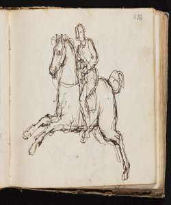 Giovine uomo su un cavallo al galoppo Macinata, Giuseppe
