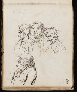 Teste maschili e femminili viste di faccia e di profilo Macinata, Giuseppe