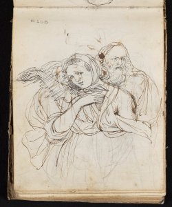 Vecchio barbuto, con due donne, a mezza figura Macinata, Giuseppe