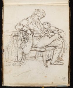 Uomo seduto con un bimbo Macinata, Giuseppe