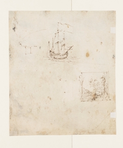 Schizzi di veliero e paesaggio Bonomini, Paolo Vincenzo