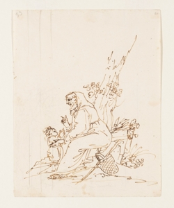Frate che benedice un fanciullo in campagna Bonomini, Paolo Vincenzo