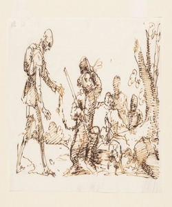 Ballo dell' orso con domatore e spettatori in aspetto di scheletri Bonomini, Paolo Vincenzo