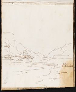 Paesaggio fluviale con monti nel fondo Ronzoni, Pietro