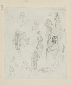 Particolari architettonici e schizzi di figure Durini, Alessandro