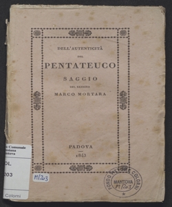 Dell'autenticità del Pentateuco / saggio del rabbino Marco Mortara