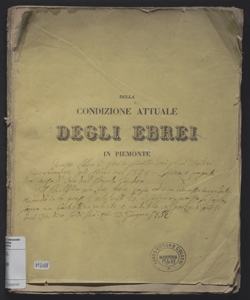 Della condizione attuale degli ebrei in Piemonte : estratto dal dizionario di diritto amministrativo / dei sign. avv. L. Vigna e V. Aliberti