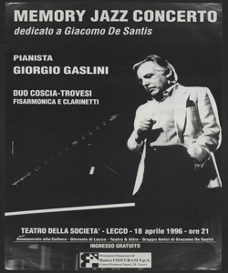 Memory jazz concerto : dedicato a Giacomo De Santis, pianista Giorgio Gaslini