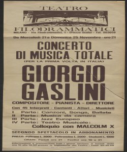Concerto di musica totale (per la prima volta in Italia) Giorgio Gaslini