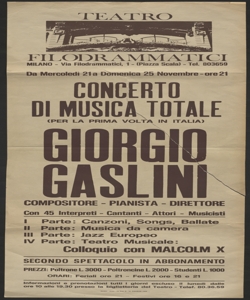 Concerto di musica totale (per la prima volta in Italia) Giorgio Gaslini