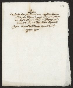 S. 012, perg. 0044 (Instrumentum ficti, 1377 agosto 1)