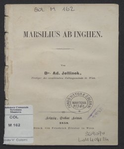 Marsilius ab Inghen / von Ad. Jellinek