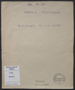 Elenco degli scritti del rabbino maggiore M. Mortara