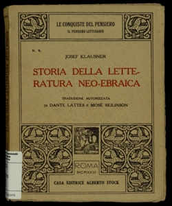 Storia della letteratura neo-ebraica / Josef Klausner ; traduzione autorizzata di Dante Lattes e Mosé Beilinson