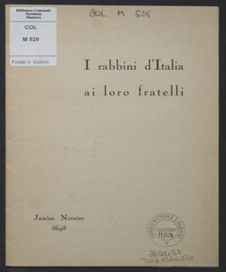 I rabbini d'Italia ai loro fratelli