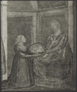 Affresco - Storie di S. Giovanni Battista - Salomé presenta la testa del Battista alla madre Erodiade - Giotto - Firenze - Chiesa di Santa Croce - Cappella Peruzzi